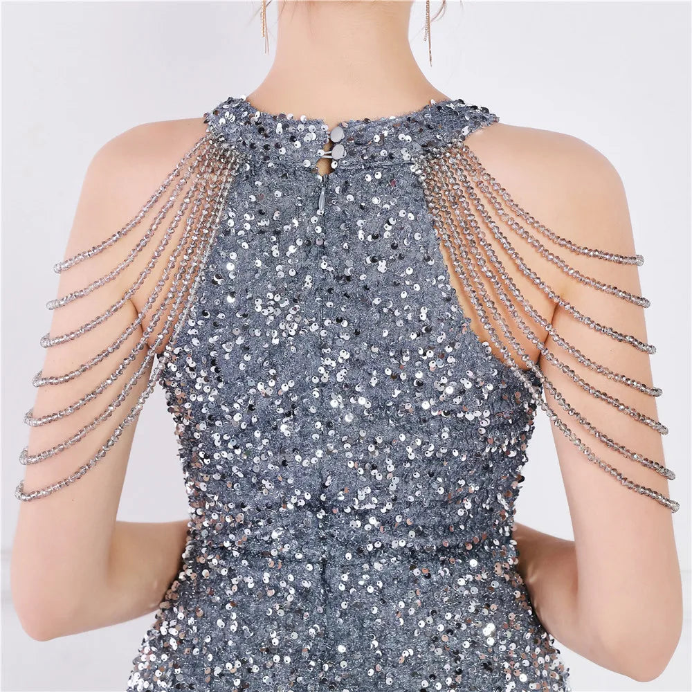 Vestido Corto de Fiesta con Perlas y Lentejuelas